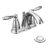 Moen - Brantford Two-Handle Low-Arc Centerset Bathroom Faucet with Drain Assembly, Chrome - Chrome