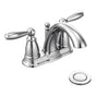 Moen - Brantford Two-Handle Low-Arc Centerset Bathroom Faucet with Drain Assembly, Chrome - Chrome