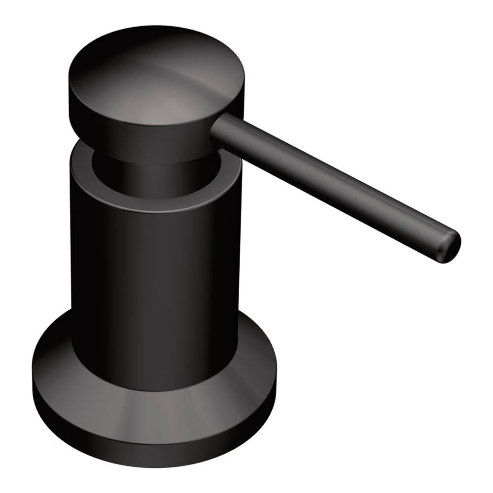 Moen - Deck Mounted Kitchen Soap Dispenser with Above the Sink Refillable Bottle, Matte Black - Black