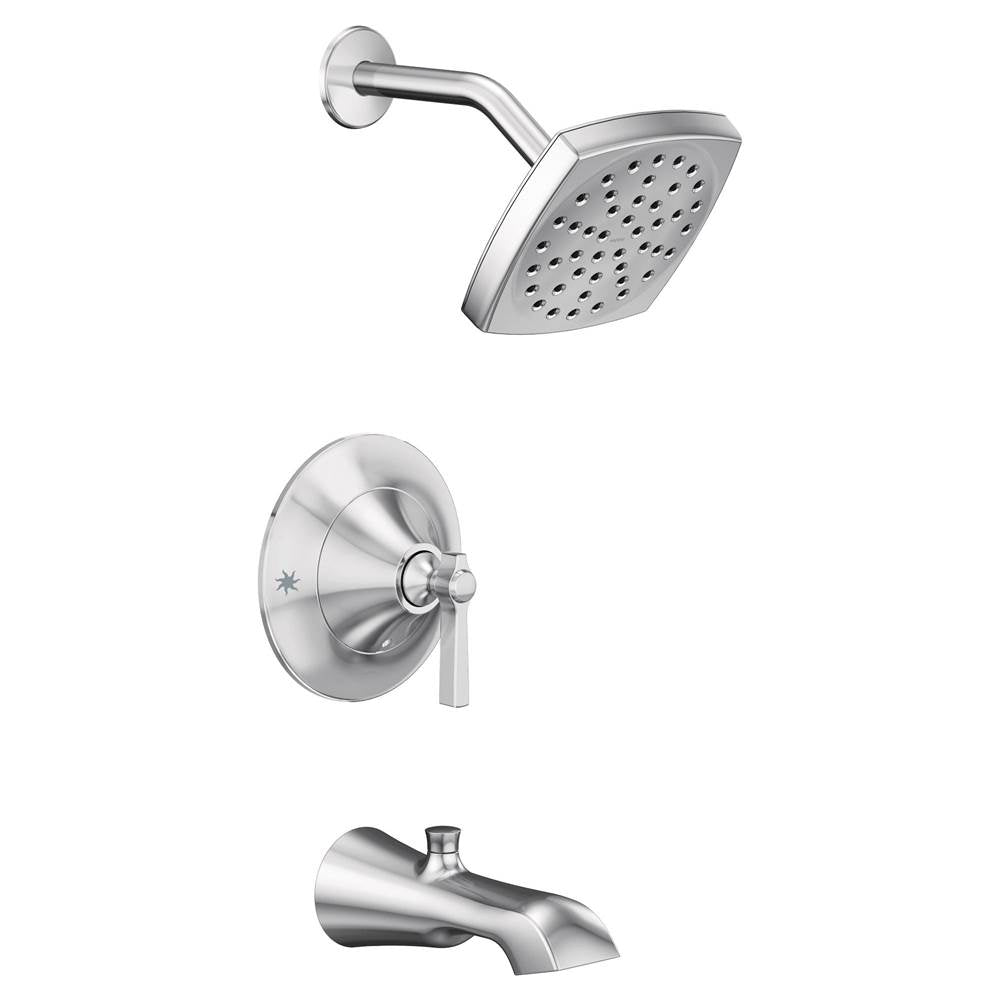 Moen - Flara Posi-Temp Rain Shower 1-Handle Tub and Shower Faucet Trim Kit in Chrome (Valve Sold Separately) - Chrome