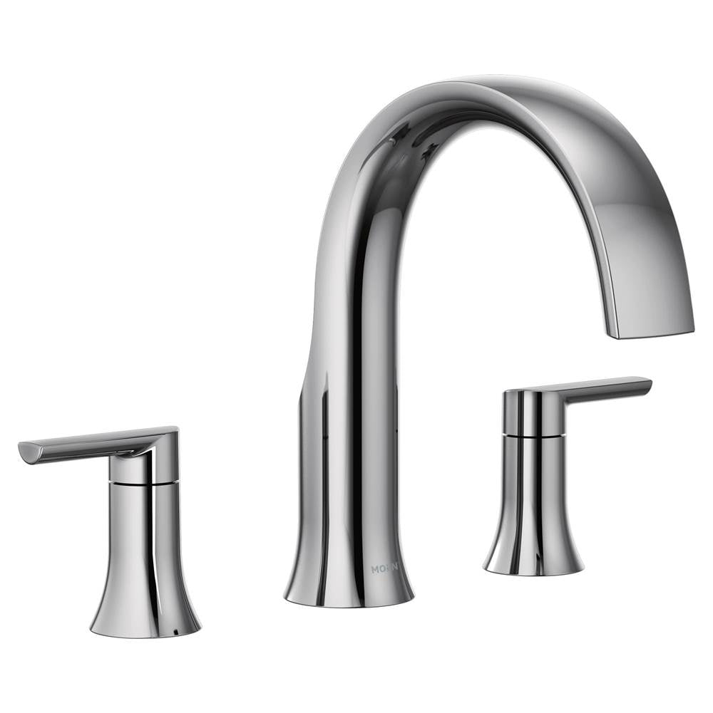 Moen - Doux 2-Handle Deck Mount Roman Tub Faucet Trim Kit in Chrome (Valve Sold Separately) - Chrome