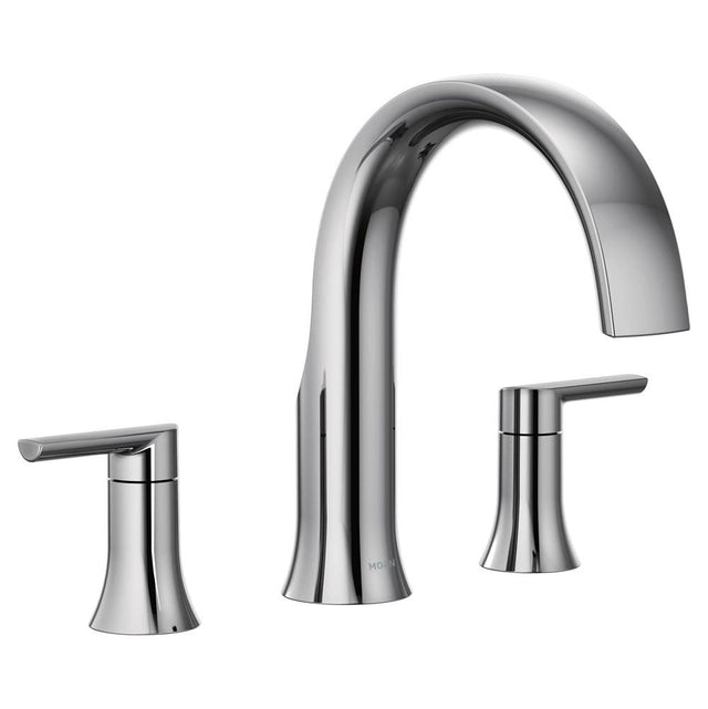 Moen - Doux 2-Handle Deck Mount Roman Tub Faucet Trim Kit in Chrome (Valve Sold Separately) - Chrome