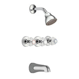 Moen - Chateau Three-Handle Tub and Eco-Performance Shower Faucet, Valve Included, Chrome - Chrome