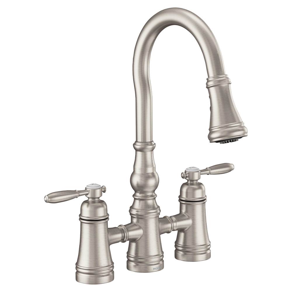 Moen - Moen Weymouth 2-Handle Bridge Faucet in Spot Resist Stainless - Spot Resist Stainless
