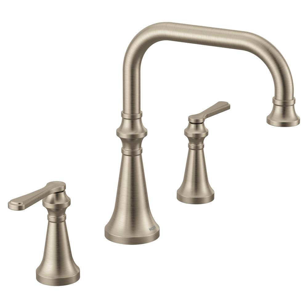 Moen - Colinet Two Handle Deck-Mount Roman Tub Faucet Trim with Lever Handles, Valve Required, in Brushed Nickel - Brushed Nickel