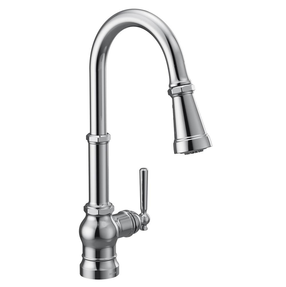 Moen - Paterson One-Handle Pull-down Kitchen Faucet with Power Boost, Includes Interchangeable Handle, Chrome - Chrome