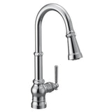 Moen - Paterson One-Handle Pull-down Kitchen Faucet with Power Boost, Includes Interchangeable Handle, Chrome - Chrome