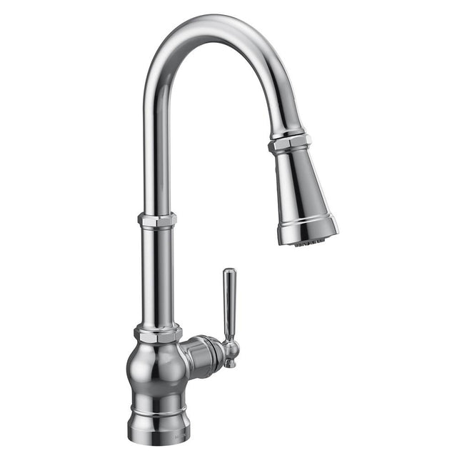 Moen - Paterson One-Handle Pull-down Kitchen Faucet with Power Boost, Includes Interchangeable Handle, Chrome - Chrome