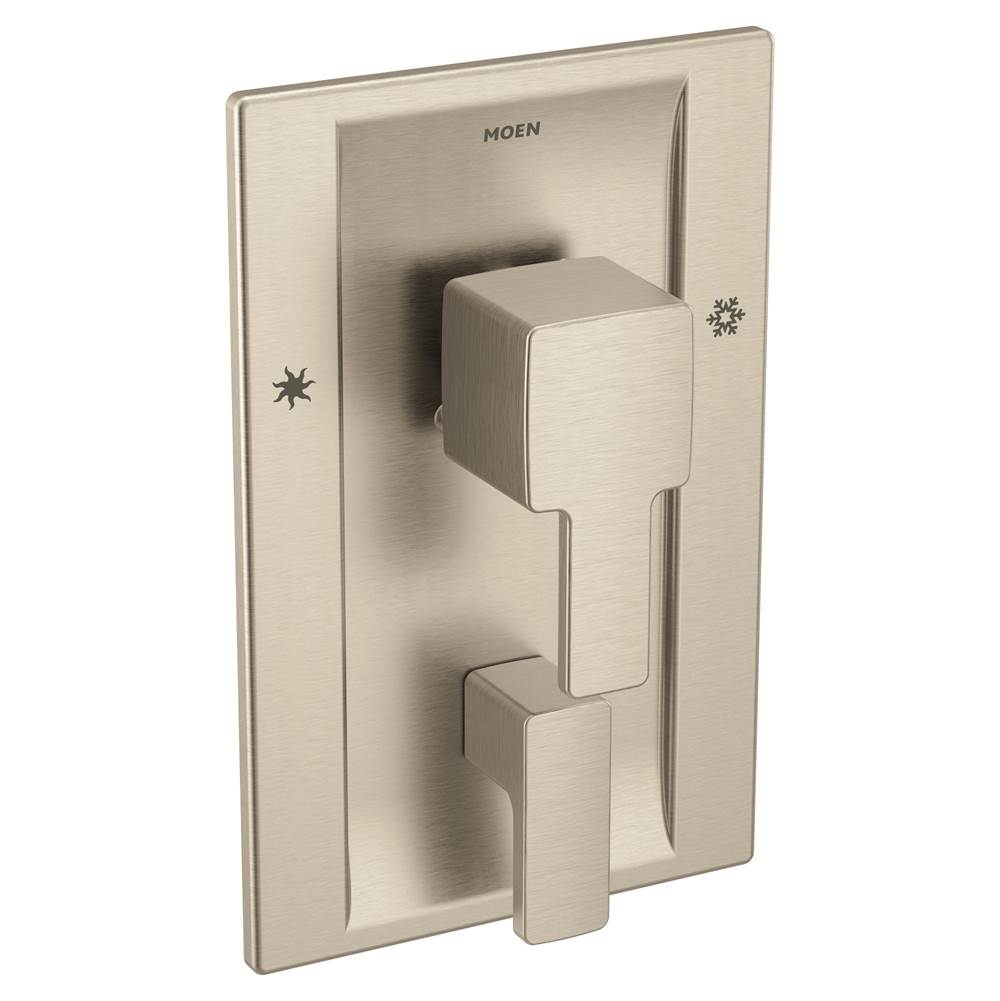 Moen - 90 Degree Posi-Temp with Built-in 3-Function Transfer Valve Trim Kit, Valve Required, Brushed Nickel - Brushed Nickel