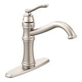 Moen - Belfield Traditional One Handle High Arc Kitchen Faucet with Optional Deckplate Included, Spot Resist Stainless - Spot Resist Stainless