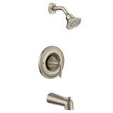 Moen - Eva 1-Handle Posi-Temp Tub and Shower Trim Kit with Eco-Performance Showerhead in Brushed Nickel (Valve Sold Separately) - Brushed Nickel