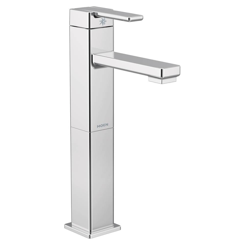 Moen - 90 Degree One-Handle Single Hole Vessel Sink Modern Bathroom Faucet, Chrome - Chrome