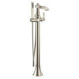 Moen - Flara One-Handle Freestanding Floor Mount Tub Filler with Handshower, Brushed Nickel - Brushed Nickel