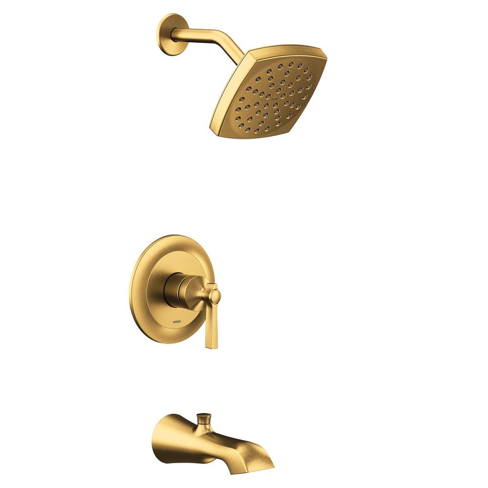 Moen - Flara M-CORE 2-Series Eco Performance 1-Handle Tub and Shower Trim Kit in Brushed Gold (Valve Sold Separately) - Brushed Gold