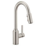 Moen - Genta LX Single-Handle Pull-Down Sprayer Modern Kitchen Faucet with Reflex and Power Boost, Spot Resist Stainless - Spot Resist Stainless