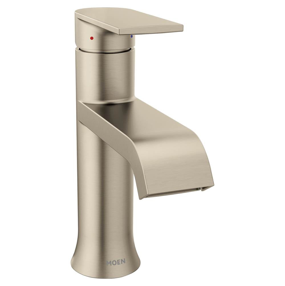 Moen - Genta LX One-Handle Single Hole Modern Bathroom Sink Faucet with Optional Deckplate, Brushed Nickel - Brushed Nickel