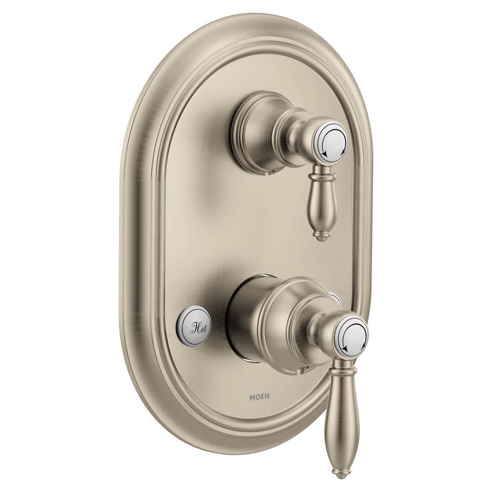 Moen - Weymouth M-CORE 3-Series 2-Handle Shower Trim with Integrated Transfer Valve in Brushed Nickel (Valve Sold Separately) - Brushed Nickel