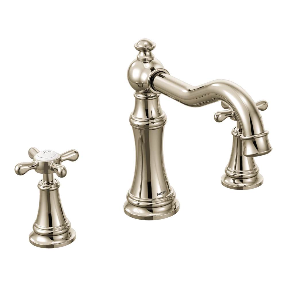 Moen - Weymouth 2-Handle Deck-Mount High-Arc Roman Tub Faucet Trim Kit in Nickel (Valve Sold Separately) - Polished Nickel