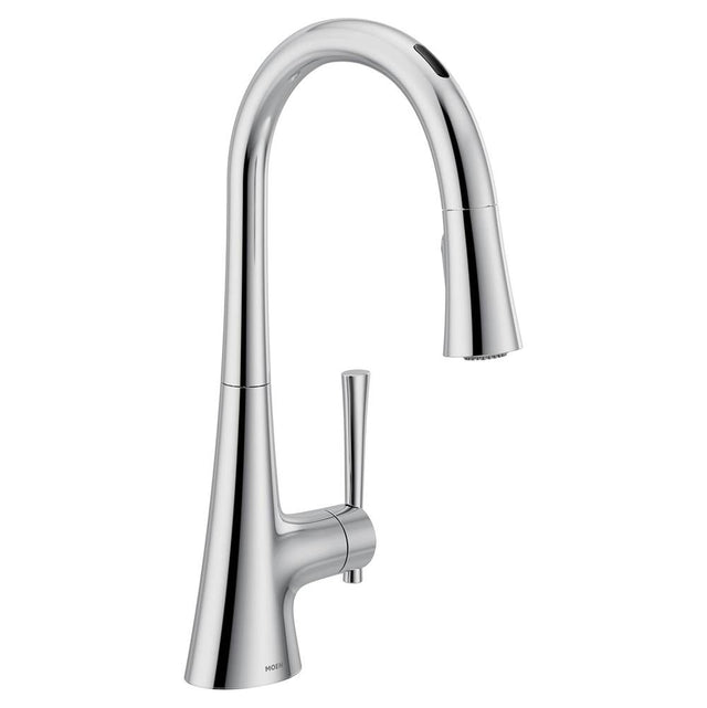 Moen - Kurv Smart Faucet Touchless Pull Down Sprayer Kitchen Faucet with Voice Control and Power Boost, Chrome - Chrome