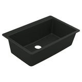 Moen - 33-Inch Wide x 9.5-Inch Deep Dual Mount Granite Single Bowl Kitchen Sink, Black - Black