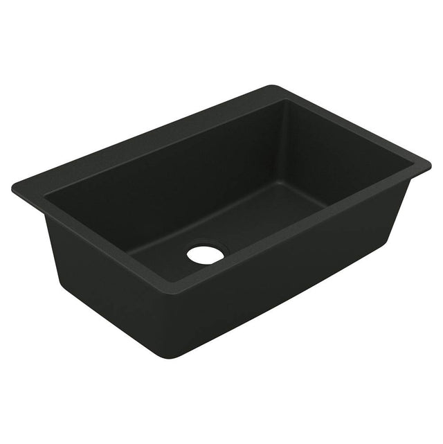 Moen - 33-Inch Wide x 9.5-Inch Deep Dual Mount Granite Single Bowl Kitchen Sink, Black - Black