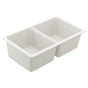 Moen - 33-Inch Wide x 9.5-Inch Deep Undermount Granite Double Bowl Kitchen Sink, White - White