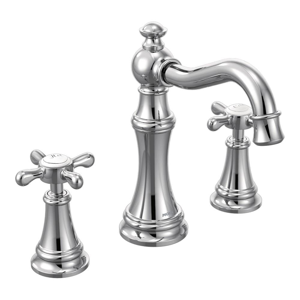 Moen - Weymouth 8 in. Widespread 2-Handle High-Arc Bathroom Faucet Trim Kit in Chrome (Valve Sold Separately) - Chrome