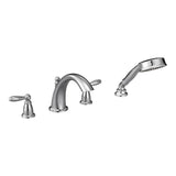 Moen - Brantford 2-Handle Deck-Mount Roman Tub Faucet Trim Kit with Hand Shower in Chrome (Valve Sold Separately) - Chrome