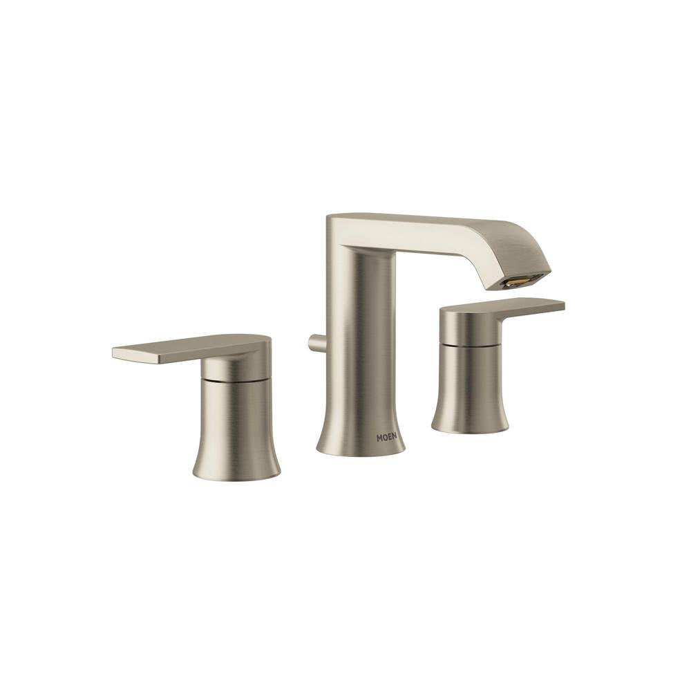 Moen - Genta LX Two-Handle Widespread Modern Bathroom Faucet, Valve Required, Brushed Nickel - Brushed Nickel