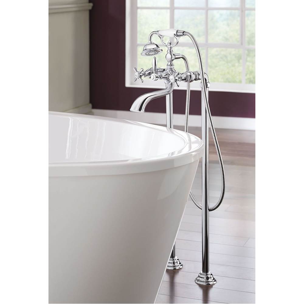 Weymouth Floor Mount Tub Filler Risers in Chrome
