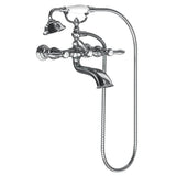 Weymouth Two Handle Tub Filler with Lever-Handles and Handshower, Chrome