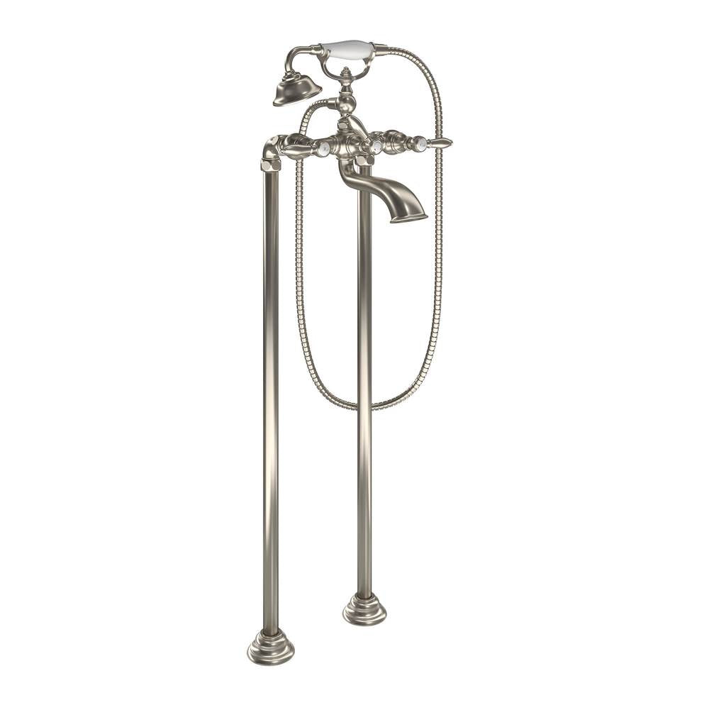 Weymouth Two Handle Tub Filler with Lever-Handles and Handshower, Chrome