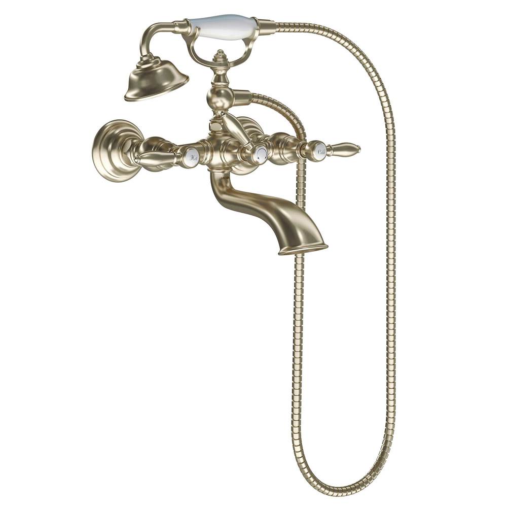 Weymouth Two Handle Tub Filler with Lever-Handles and Handshower, Chrome