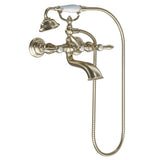 Weymouth Two Handle Tub Filler with Lever-Handles and Handshower, Chrome