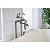 Weymouth Two Handle Tub Filler with Lever-Handles and Handshower, Chrome