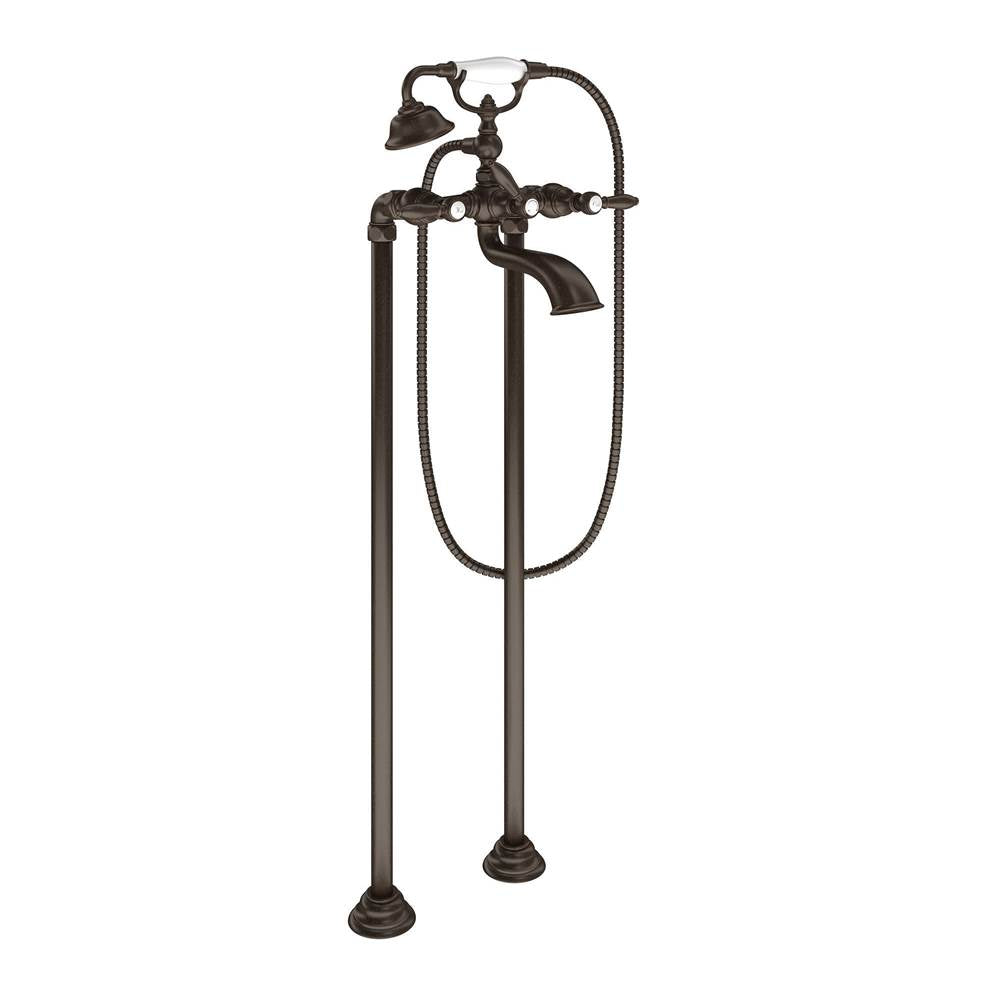Weymouth Two Handle Tub Filler with Lever-Handles and Handshower, Chrome