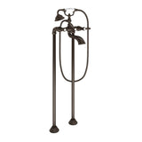 Weymouth Two Handle Tub Filler with Lever-Handles and Handshower, Chrome