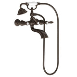 Weymouth Two Handle Tub Filler with Lever-Handles and Handshower, Chrome