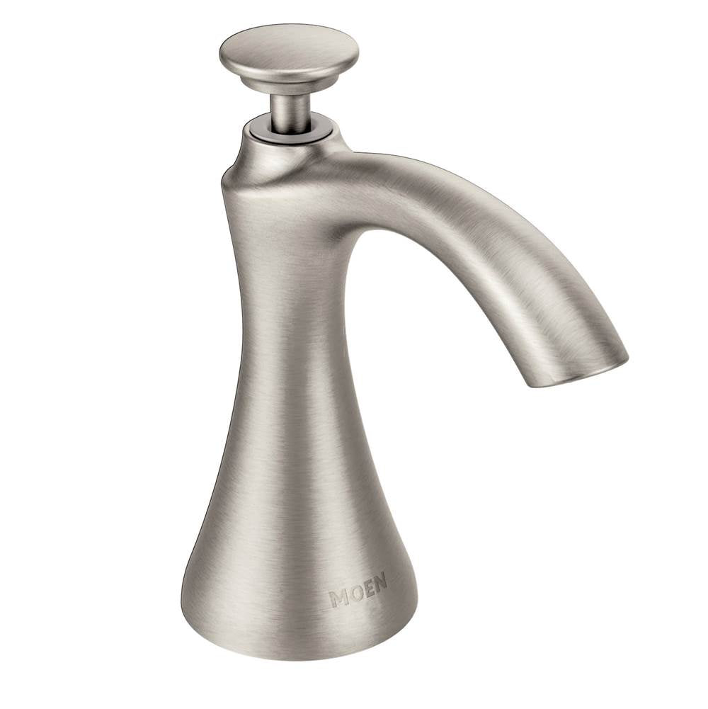 Transitional Deck Mounted Kitchen Soap Dispenser with Above the Sink Refillable Bottle, Brushed Gold