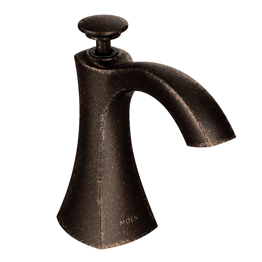 Transitional Deck Mounted Kitchen Soap Dispenser with Above the Sink Refillable Bottle, Matte Black