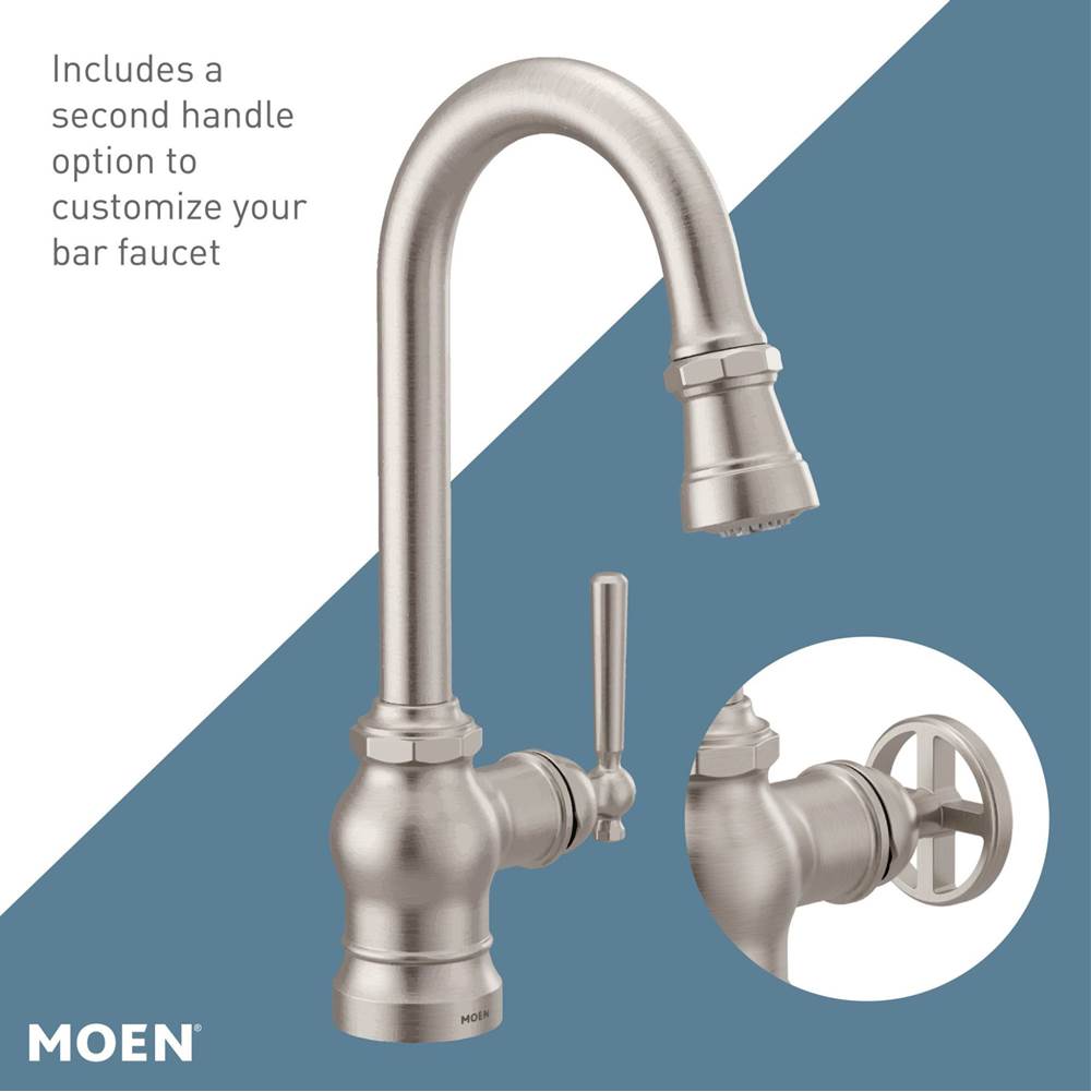 Paterson One-Handle Pulldown Bar Faucet with Power Clean, Includes Interchangeable Handle, Chrome