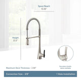 Sinema Single-Handle Pull-Down Sprayer Kitchen Faucet with Power Clean and Spring Spout in Chrome