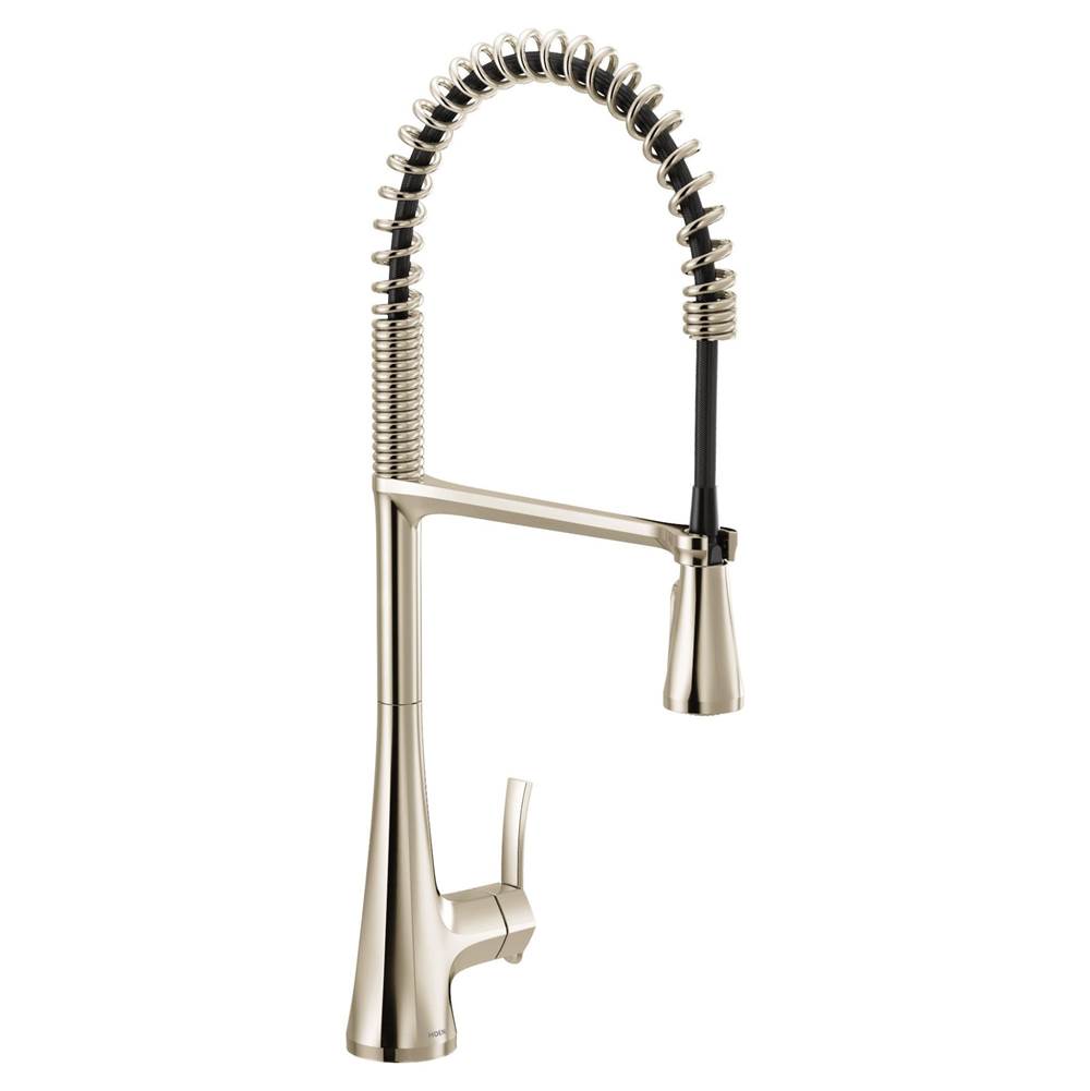 Sinema Single-Handle Pull-Down Sprayer Kitchen Faucet with Power Clean and Spring Spout in Polished Nickel