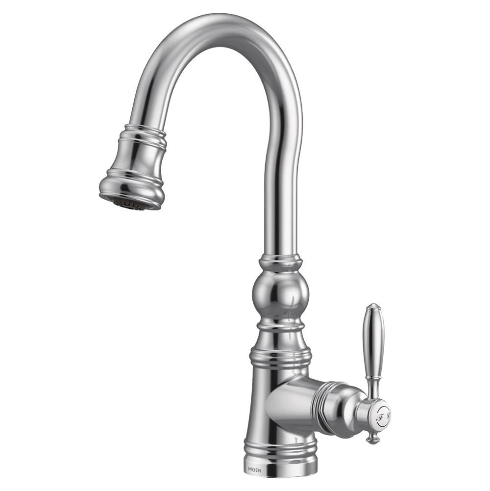 Weymouth Shepherd''s Hook Pulldown Kitchen Bar Faucet Featuring Metal Wand with Power Clean, Chrome