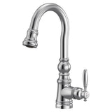 Weymouth Shepherd''s Hook Pulldown Kitchen Bar Faucet Featuring Metal Wand with Power Clean, Chrome