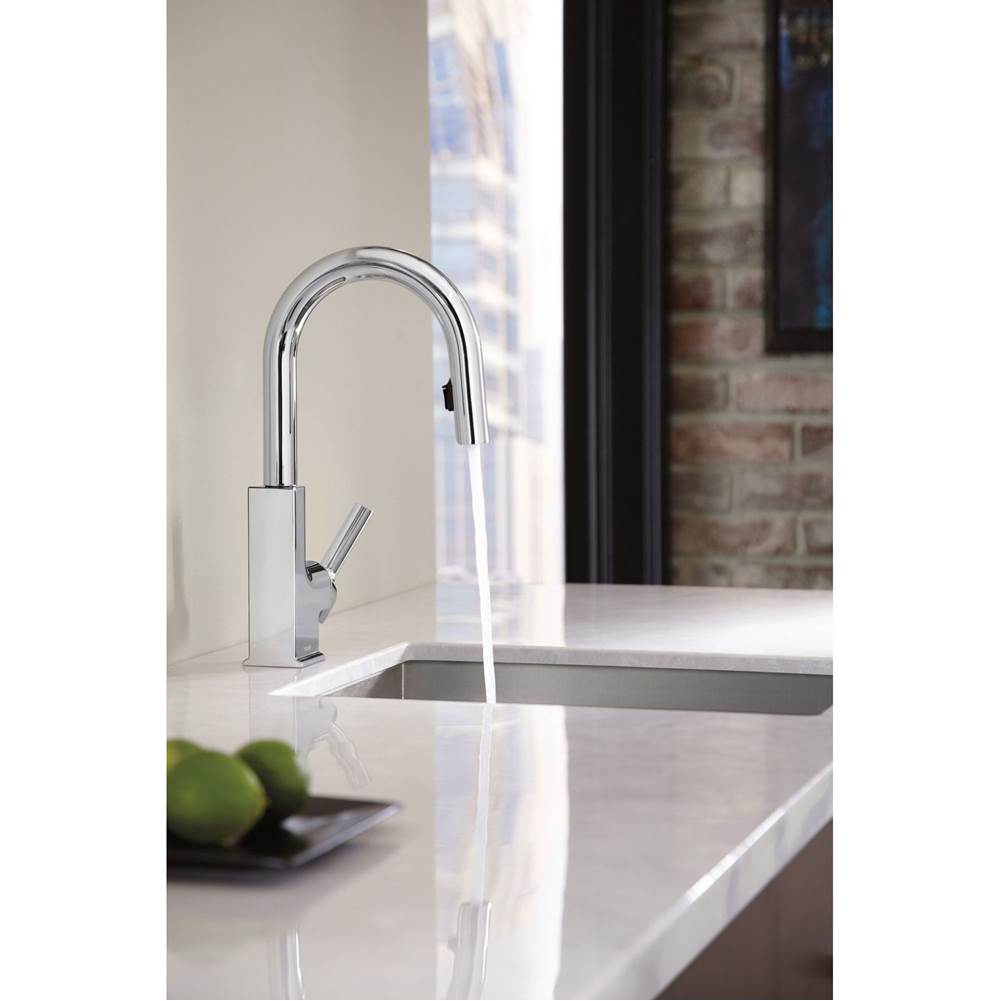 STO One-Handle High Arc Pulldown Modern Bar Faucet with Power Clean, Chrome