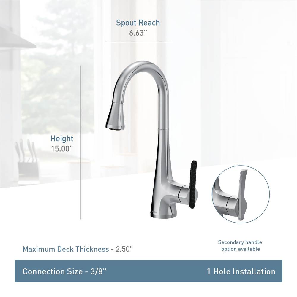 Sinema Single-Handle Pull-Down Sprayer Bar Faucet Featuring Reflex and 2-Handle Options in Chrome