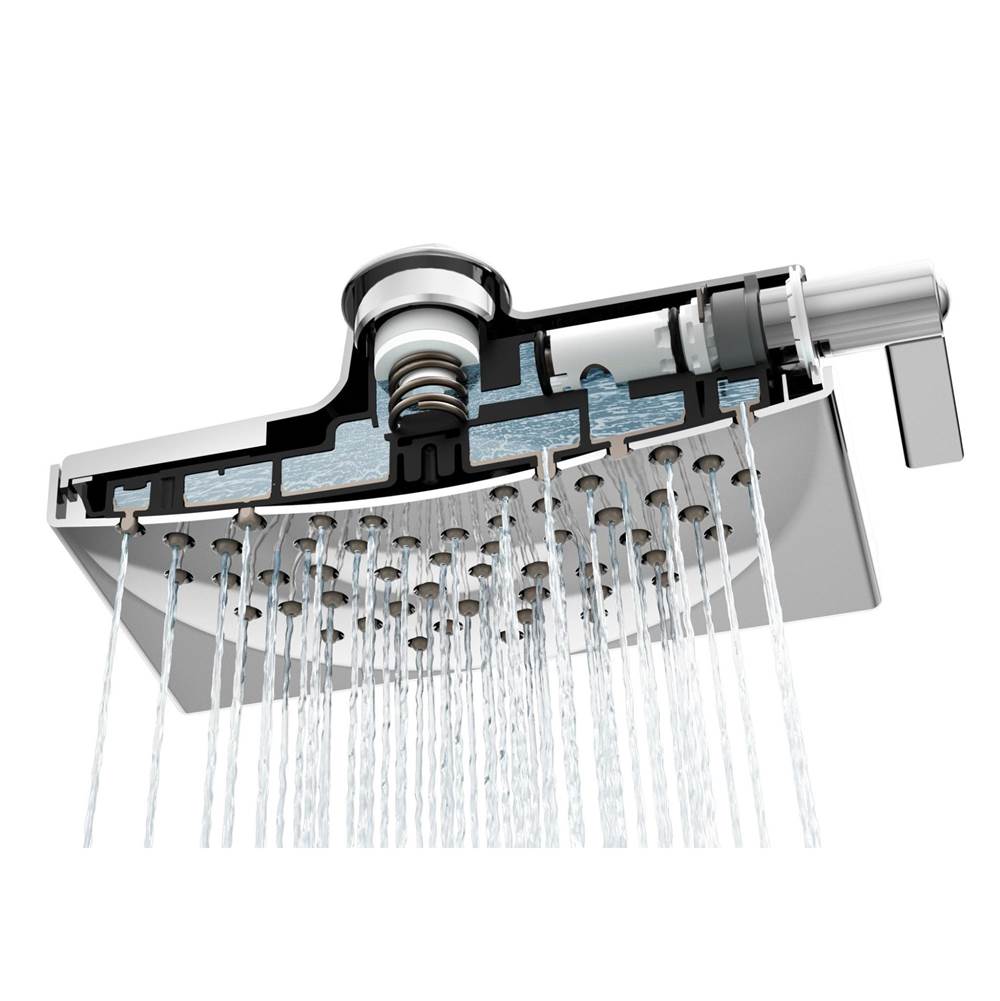 Velocity Eco-Performance Two-Function 8-1/2'' Diameter Spray Rainshower Showerhead, Chrome