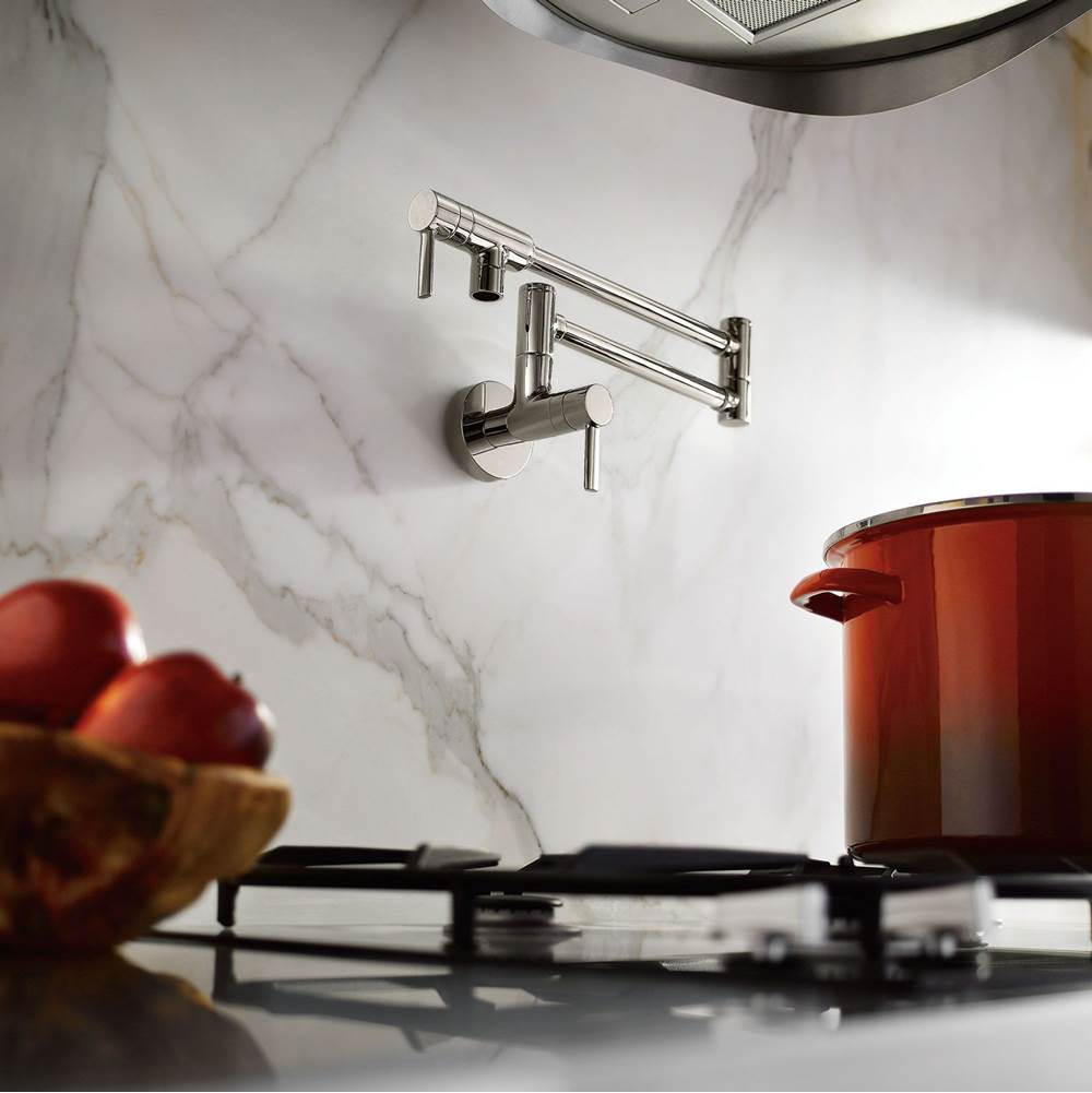 Modern Wall Mount Swing Arm Folding Pot Filler Kitchen Faucet, Chrome