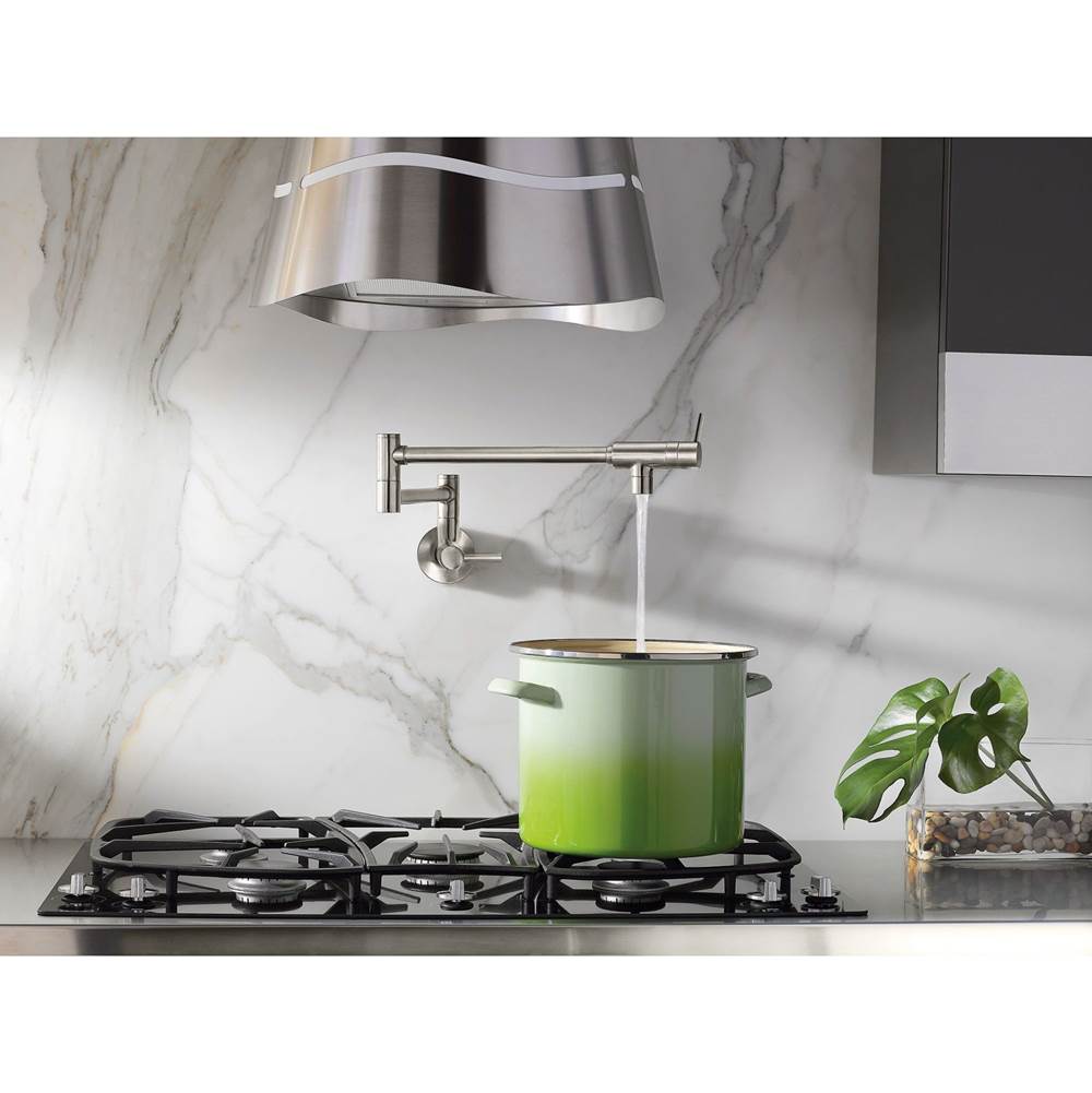 Modern Wall Mount Swing Arm Folding Pot Filler Kitchen Faucet, Chrome